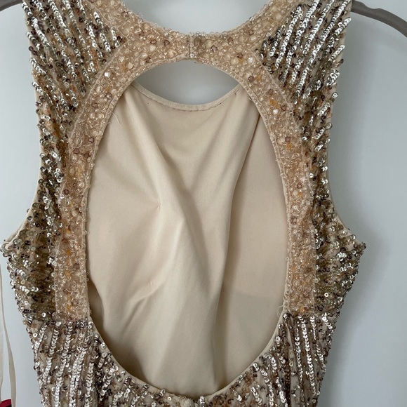 Aidan Mattox formal long gold beaded dress evening gown - Picture 4 of 14